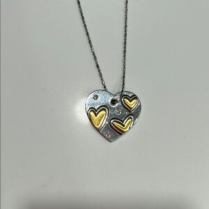 Brighton, Silver and Gold Heart Pendant Necklace